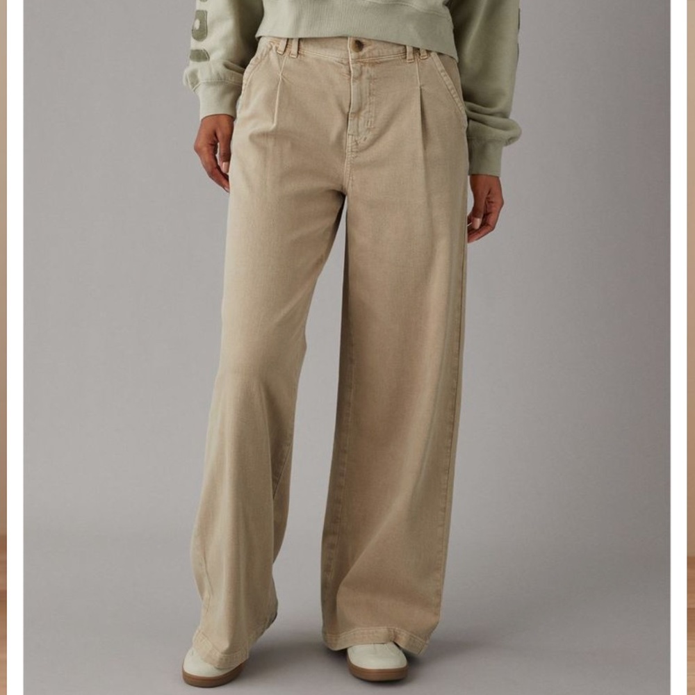 American Eagle Outfitters Beige Wide-Leg Pants